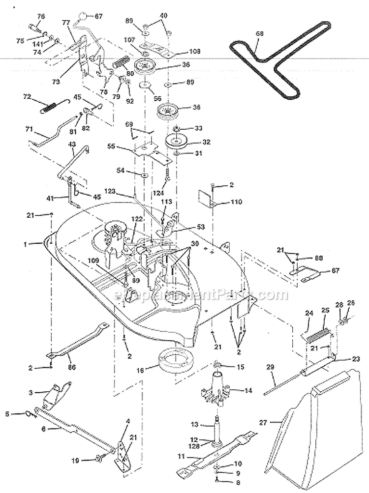 Page J Diagram and Parts List for WET12538A  Weed Eater Lawn Tractor